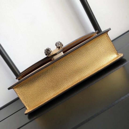 Small Shoulder Bag In Gold Metallic Leather