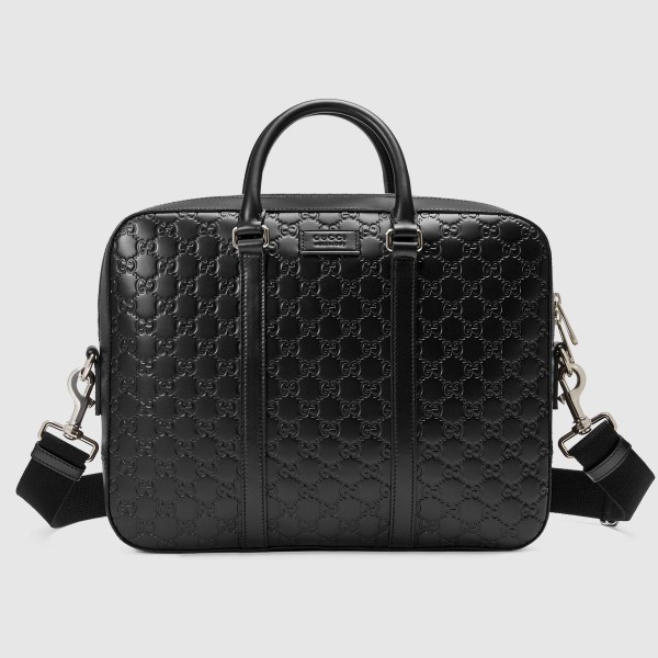 Medium Briefcase In Black Signature Leather