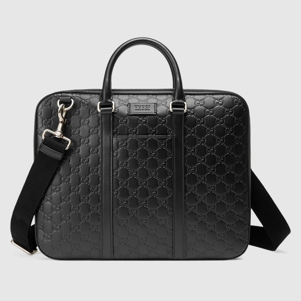Large Briefcase In Black Signature Leather