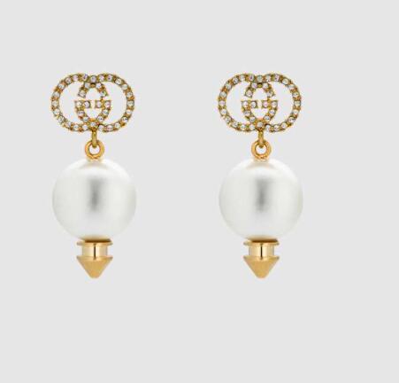 Interlocking Double G Pearl Earrings