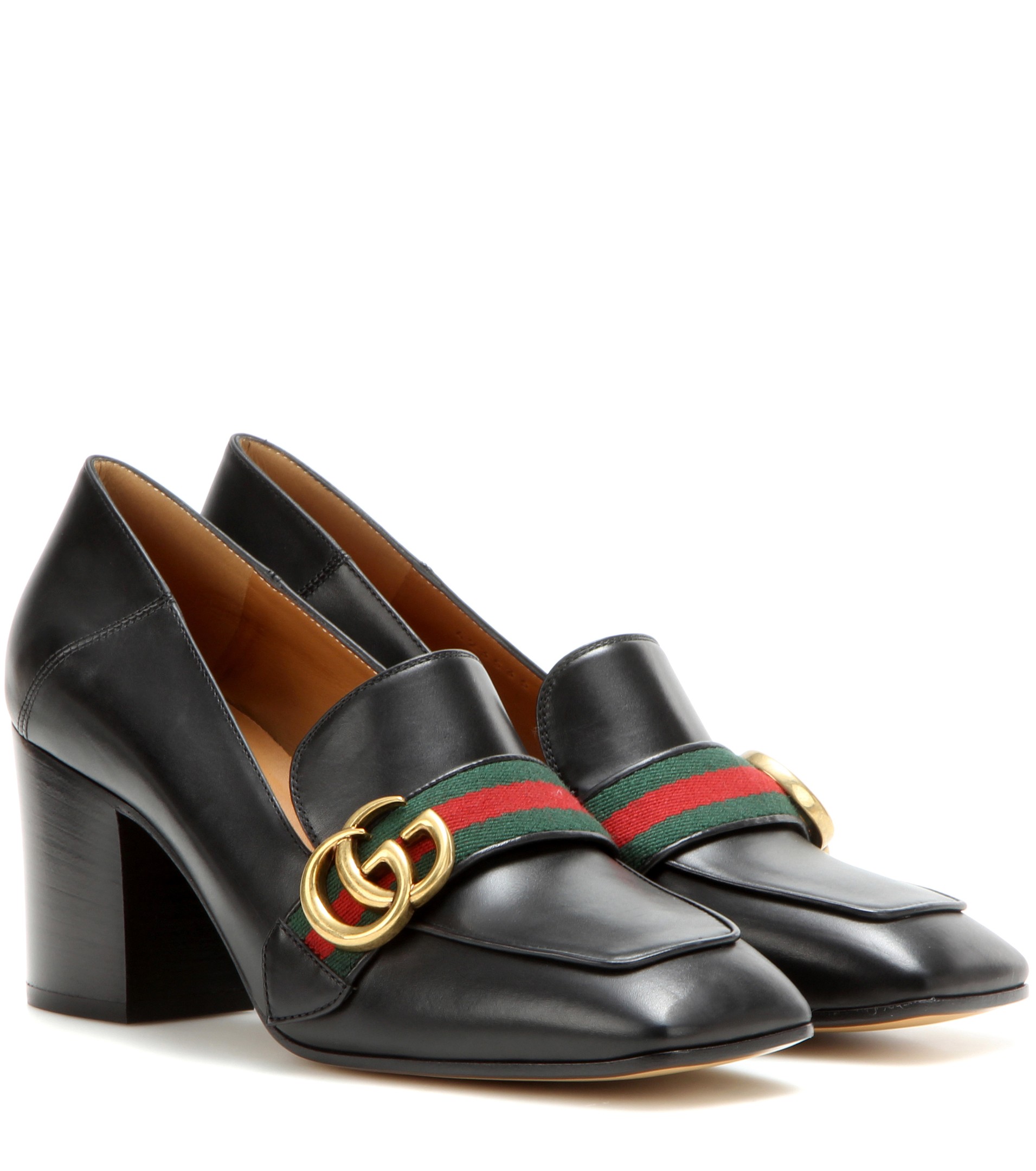 Gucci Leather mid-heel 8cm loafers Black