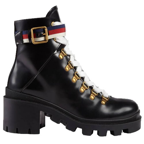 Sylvie webbing leather boots Black 481156