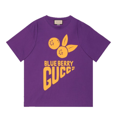 Blueberry Gucci printed cotton T shirt