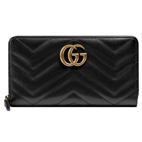 GG Marmont Black Full Zip Wallet
