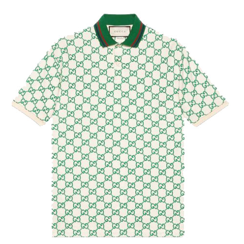 Gucci Stretch Cotton Polo Shirt White Green