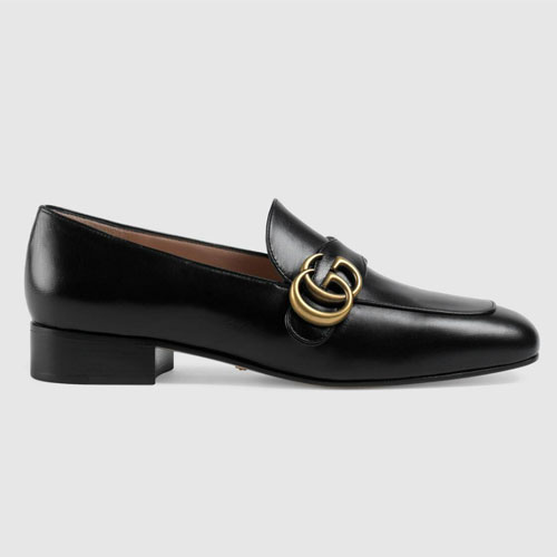 GG leather loafers Black 602496