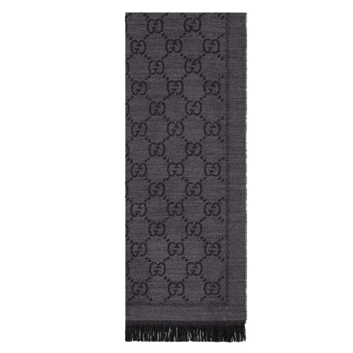 GG jacquard knitted scarf grey