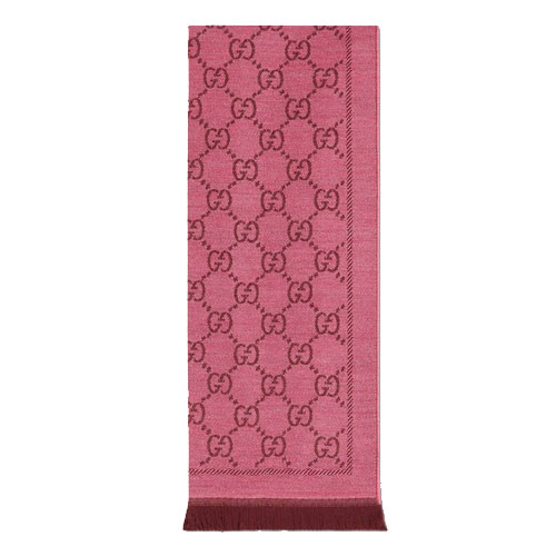 GG Jacquard Pattern Knit Wool Scarf Pink