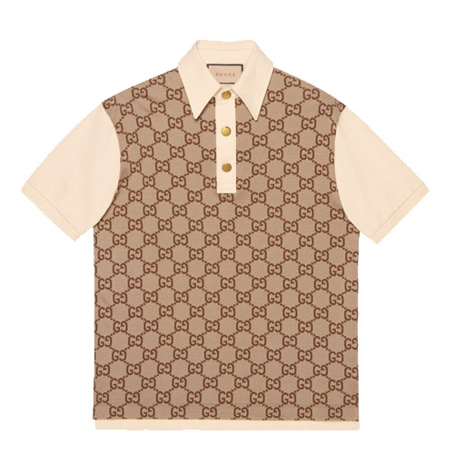 GG Motif Silk Cotton Jacquard Polo Shirt