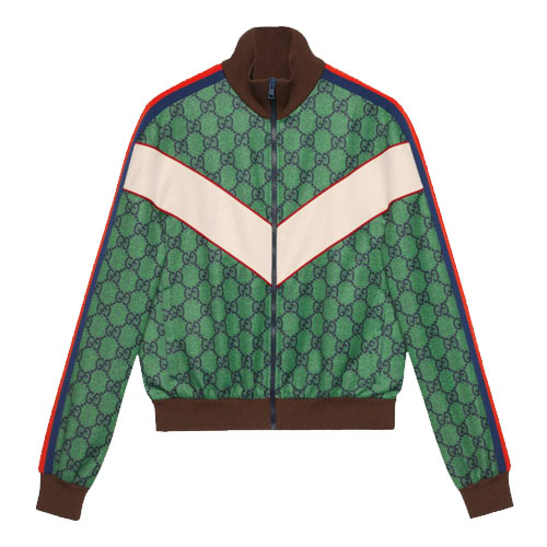 Gucci Webbing GG Knit Zip Jacket Green