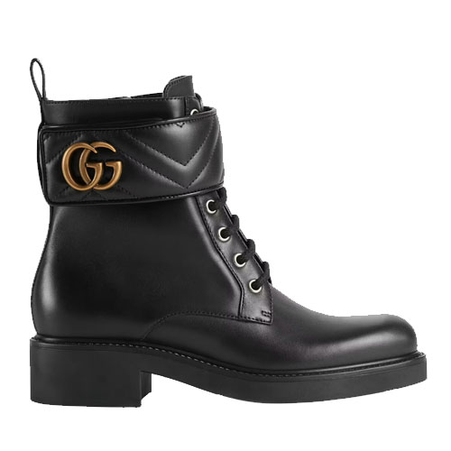Women double G ankle boots black leather