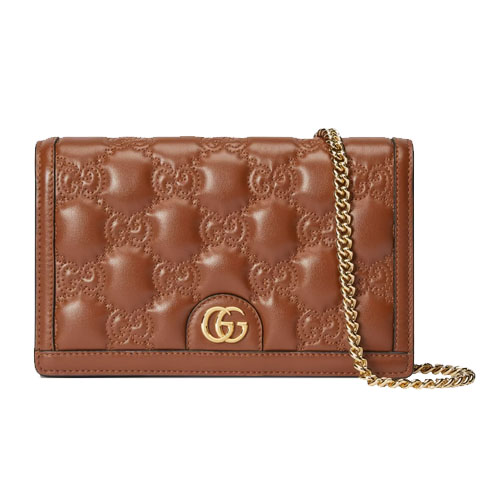 GG Matelasse chain wallet brown