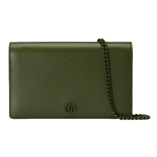 GG Marmont leather mini chain bag green