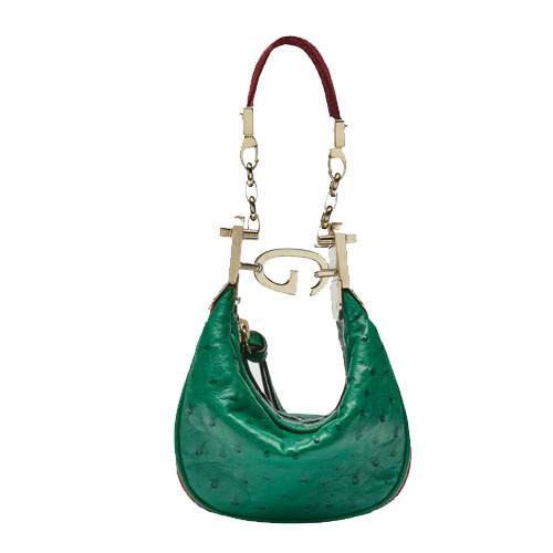 Gucci Attache ostrich mini bag green